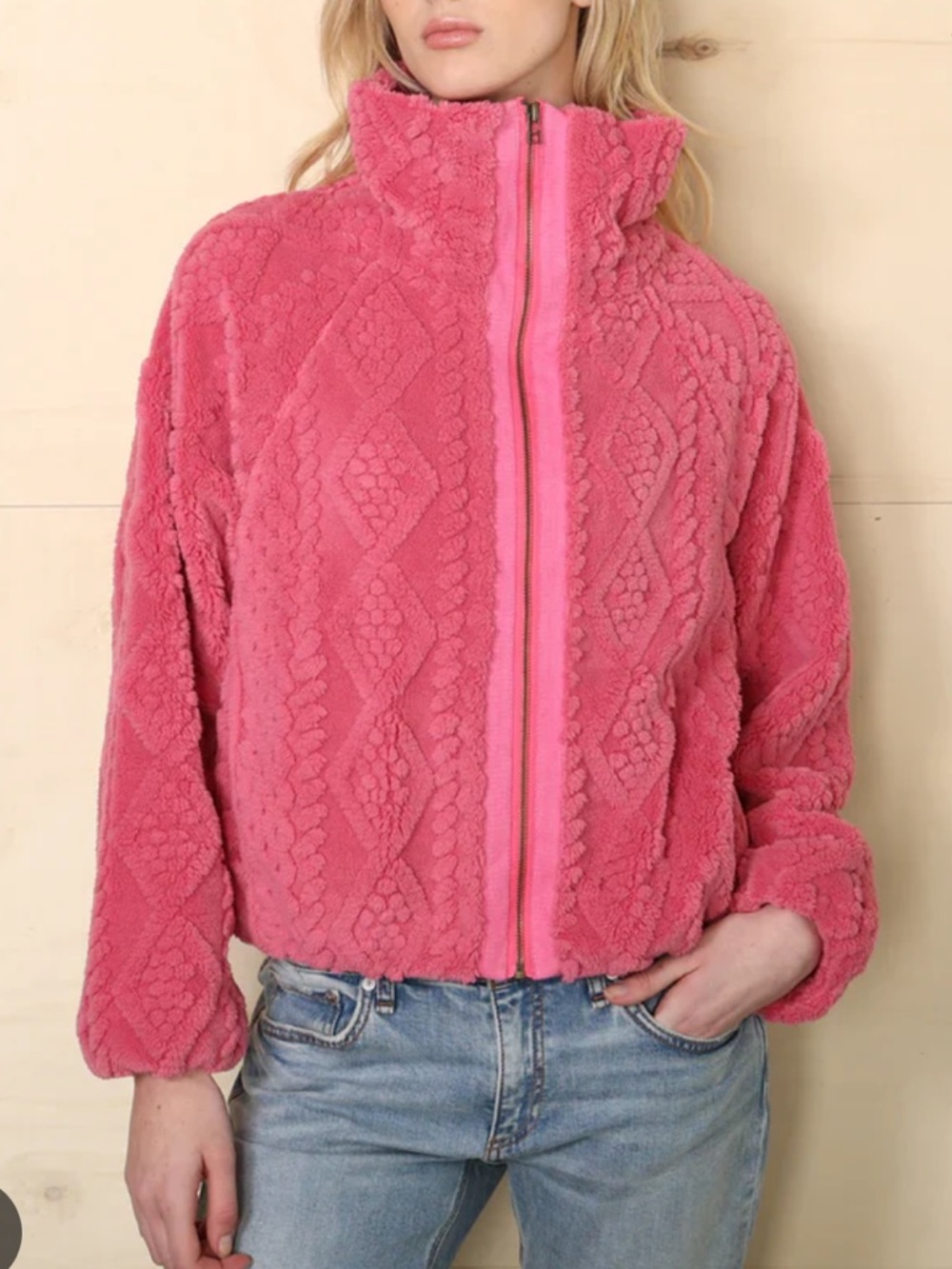 Dylan pink cozy cable jacket